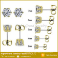 Mode en acier inoxydable broche réglage Cubic Zirconia Earring Studs